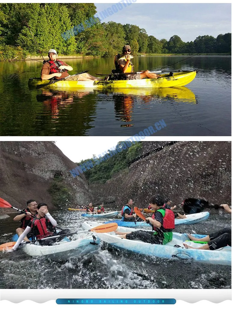 12FT Plastic Sailing Kayak 2 + 1 Seat Sit on Top Kayaks