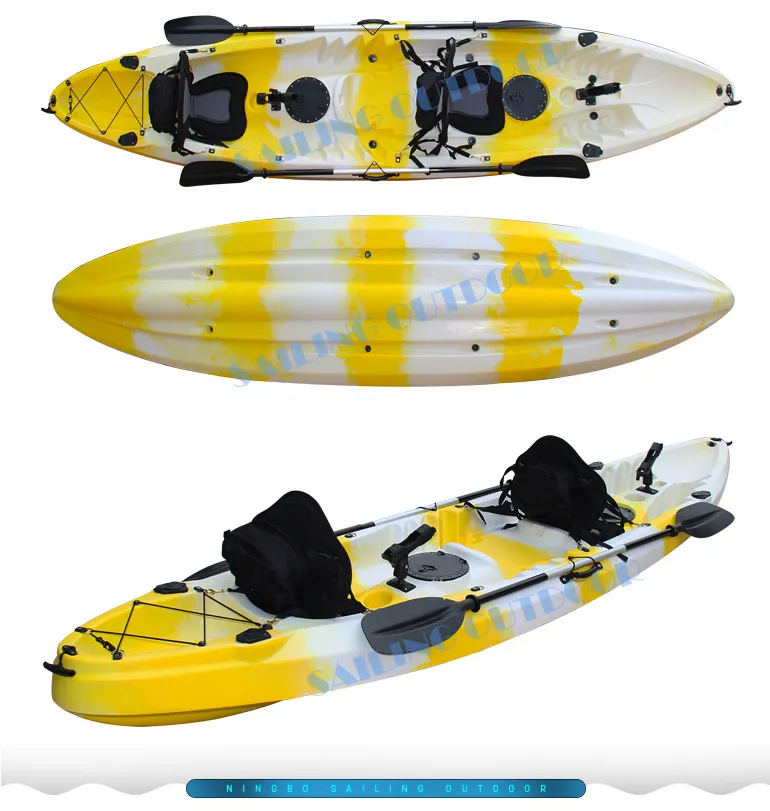 12FT Plastic Sailing Kayak 2 + 1 Seat Sit on Top Kayaks