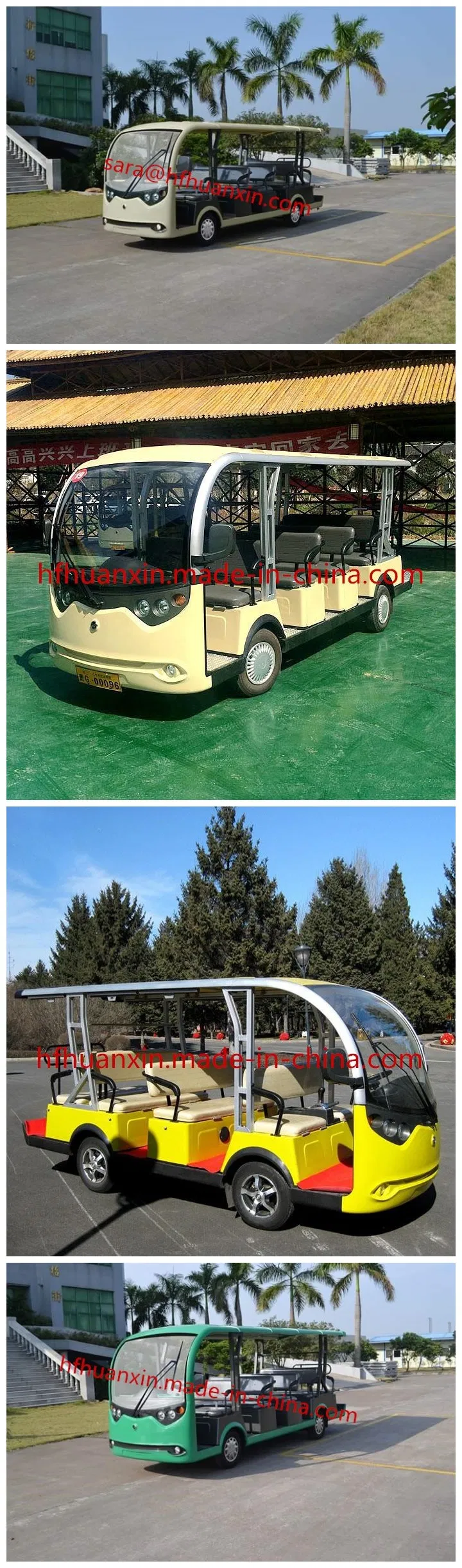 14 Seater 72V 7.5kw Electric Sightseeing Bus with Ce