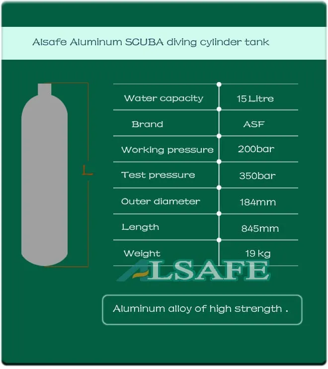 15 Litre Diving Equipment Scuba Diver Cylinder for Sale