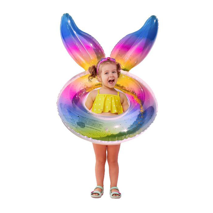 Why do adults prefer a large flower shape swim ring for relaxing on water