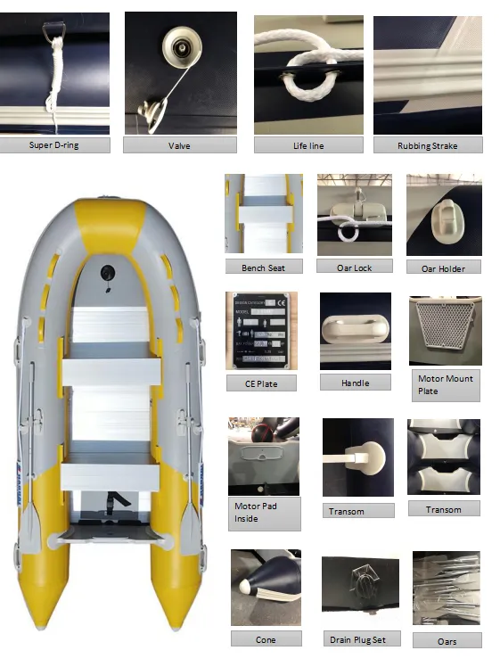 8.8feet 2.7m Aluminum Floor Orca Hypalon PVC Inflatable Boat Fishing Boat Sport Boat Marine Rescue Boat Line Fishing Boat Fishing Dinghy Rubber Dinghy for Sale