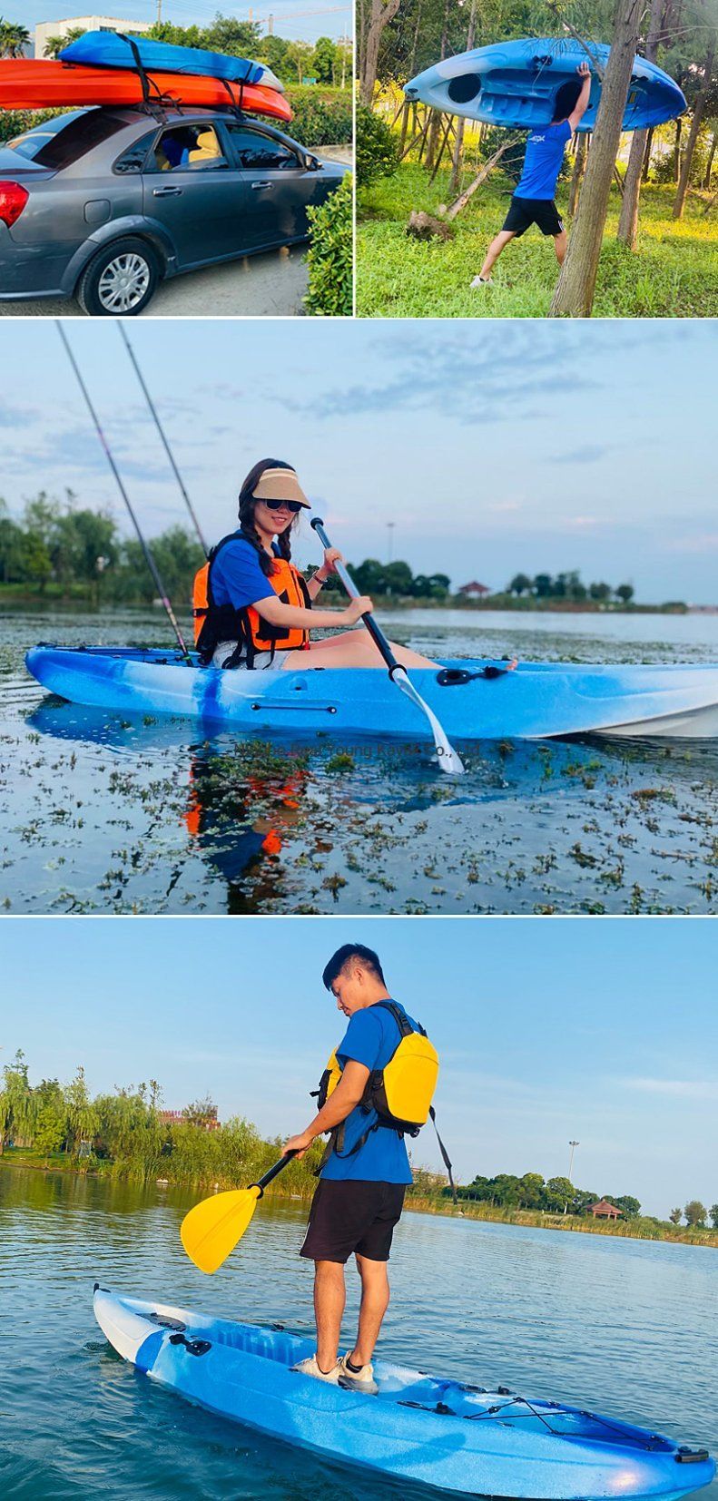 9FT Cheap Canoes Plastic Kayak Made in China for Both Fishing and Recreation