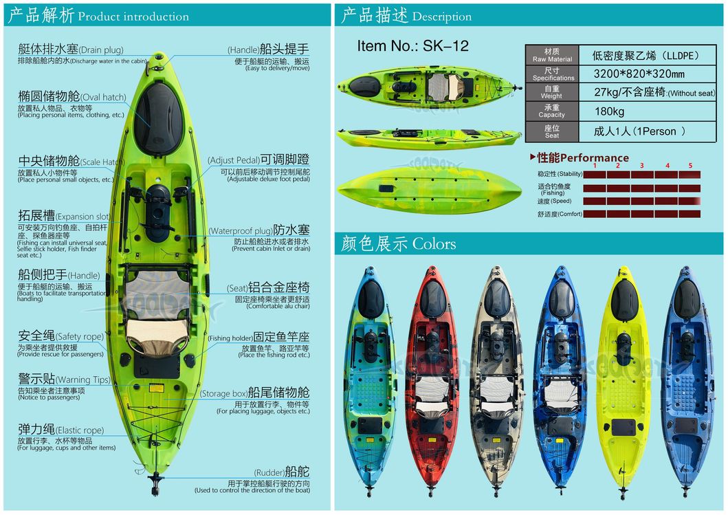9FT Cheap Canoes Plastic Kayak Made in China for Both Fishing and Recreation