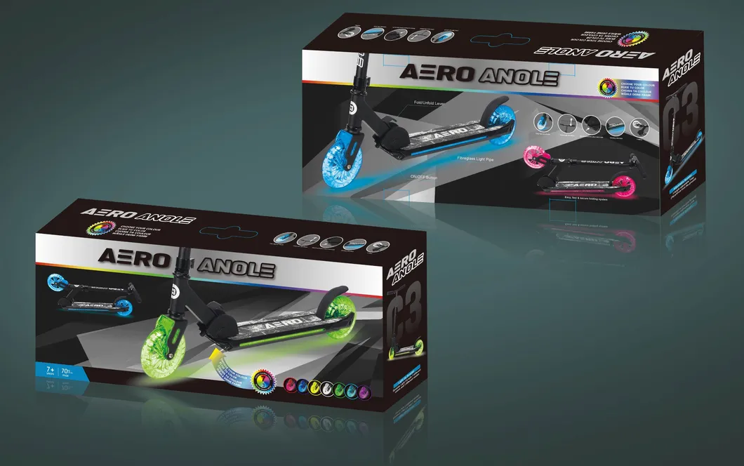 Aero Two Wheels RGB Lights Fold Kids 145mm Big Clear Wheels Kick Scooter C3