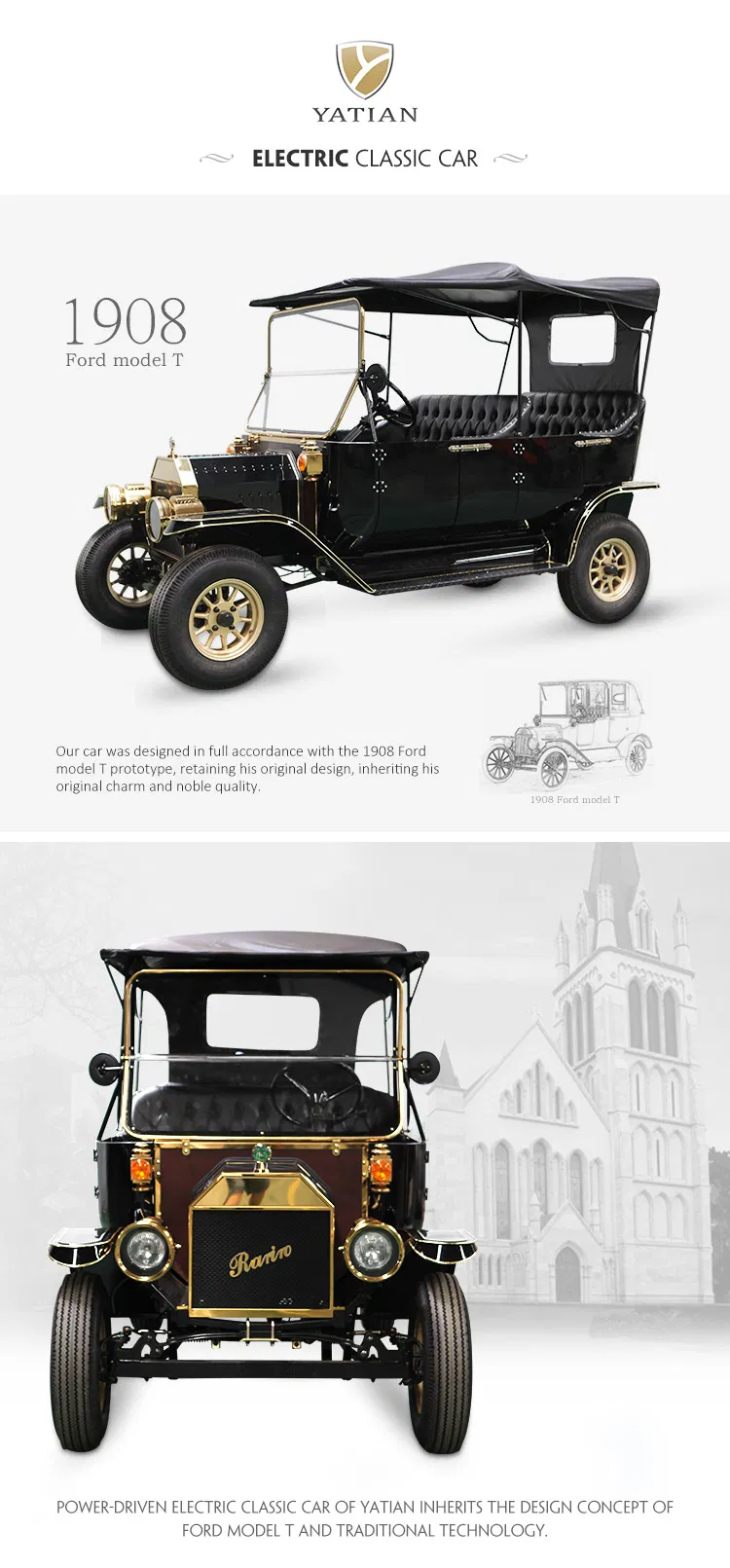 Black Electric Vintage Cars 8~10h Recharge Time High Impact Metal Body