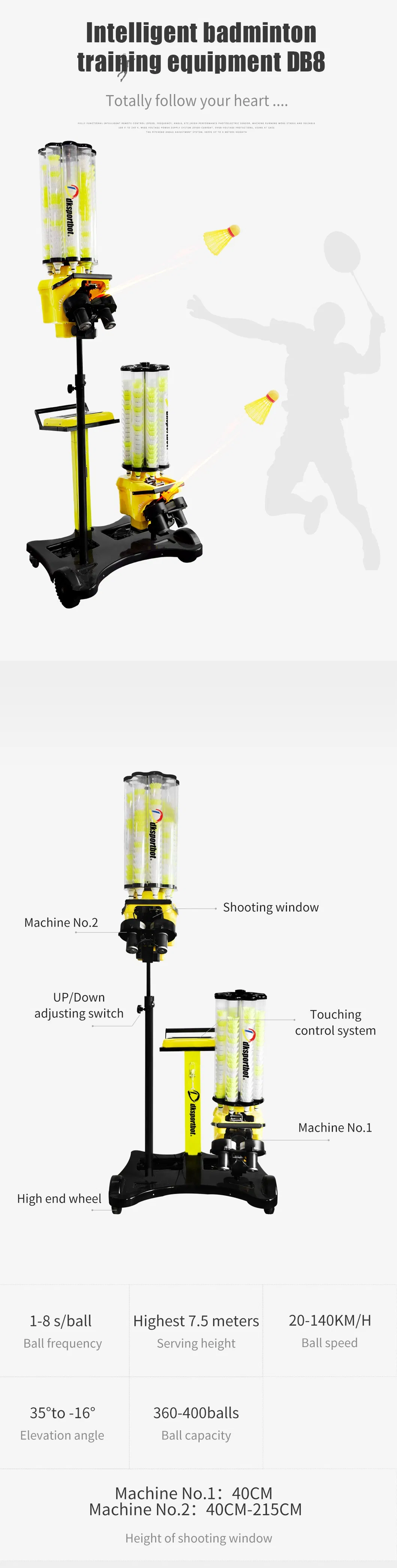 China Factory Badminton Training Equipment Coach Badminton Machine Shuttlecock Feeding Machine (S8025)