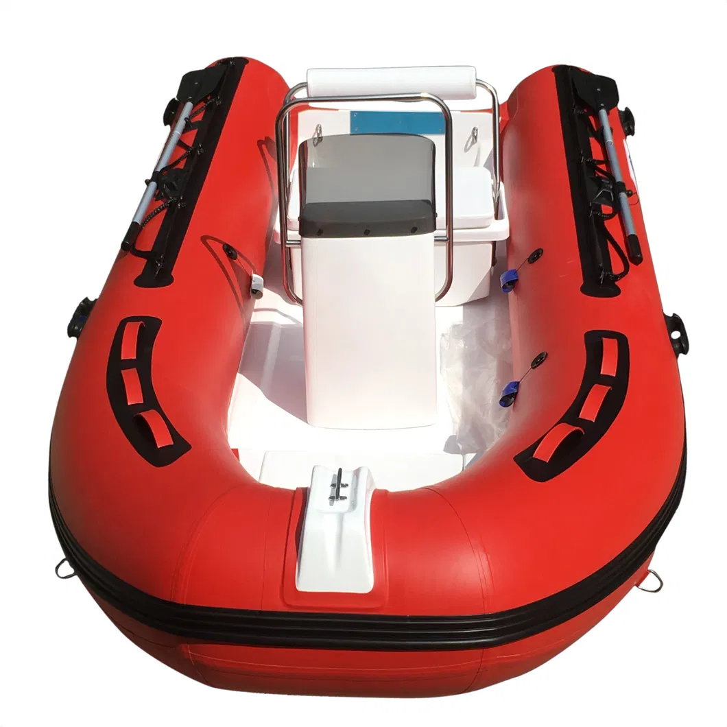China Hot Sale Rigid Hull Hypalon Inflatable Fiberglass Rib Boat with Outboard Motor