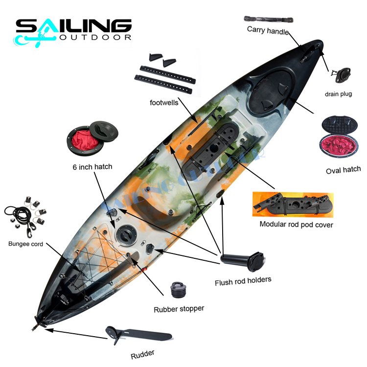 Competitive 13FT Polycarbonate Fishing Kayak Sit on Canoe Kayaks China Manufacturer