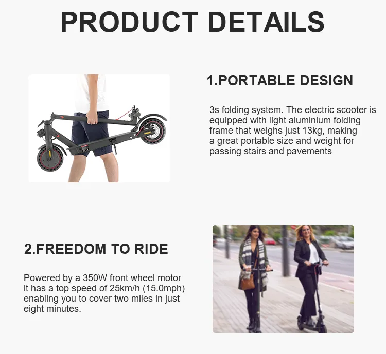 High Quality 8.5 Inch Solid Wheels 350W Electric Scooter Models E9