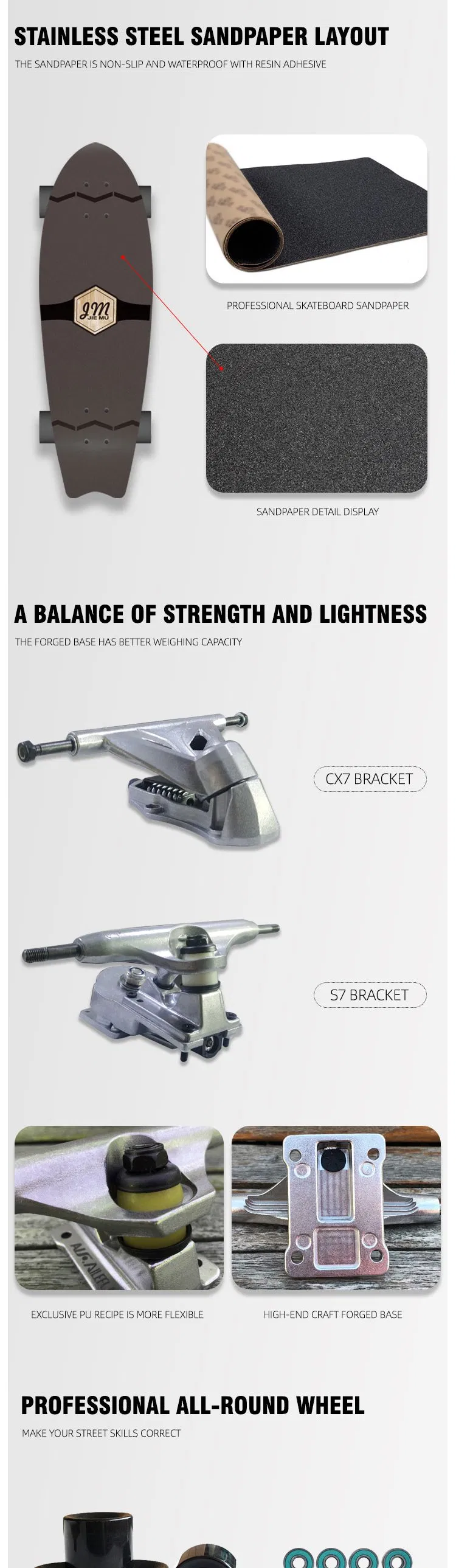 High Quality S7 Truck Land Skateboard Wholesale Surf Skate