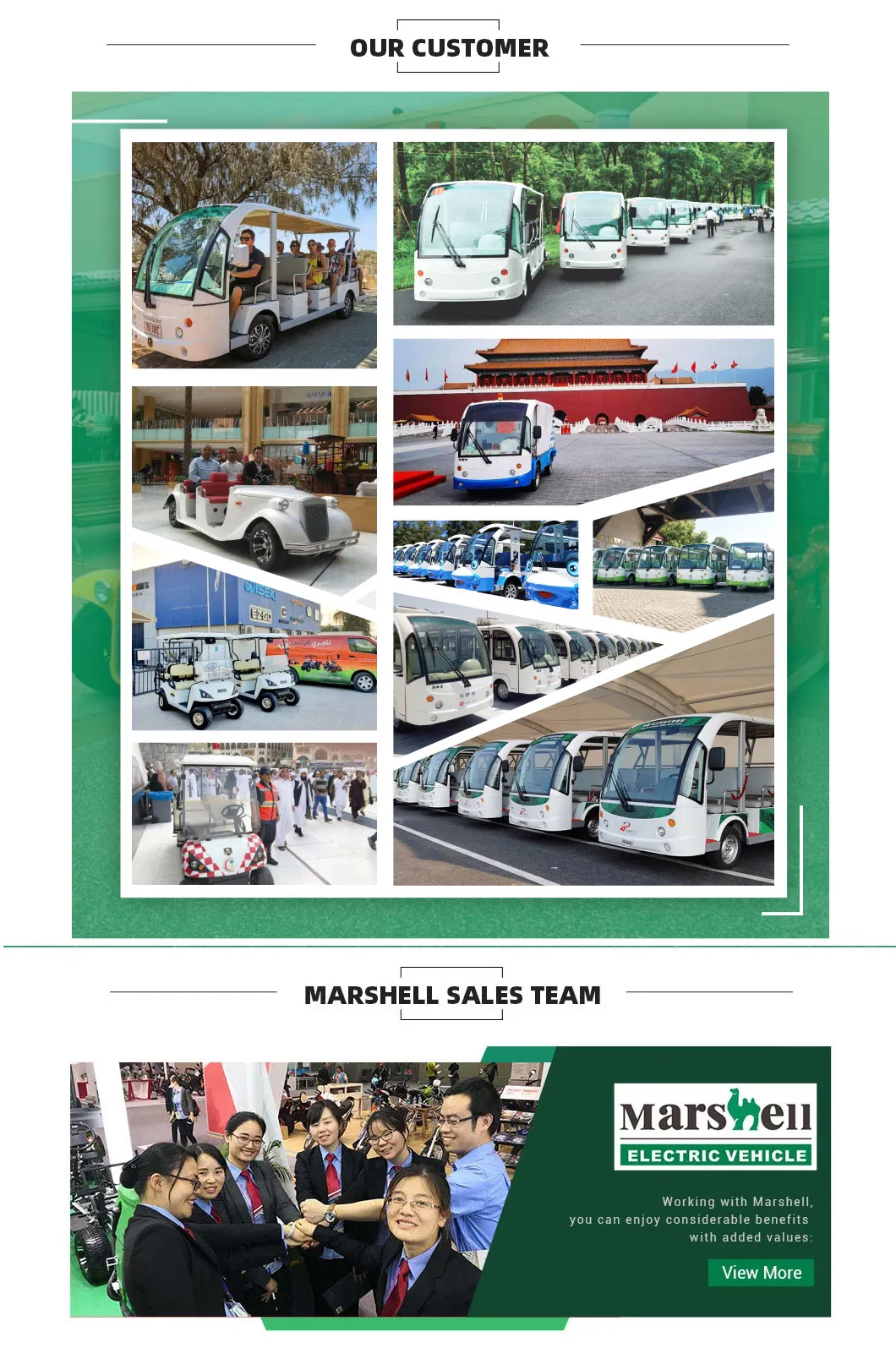 Marshell Luxury China 6 Seats Electric Tourist Golf Cart (DH-M4+2)