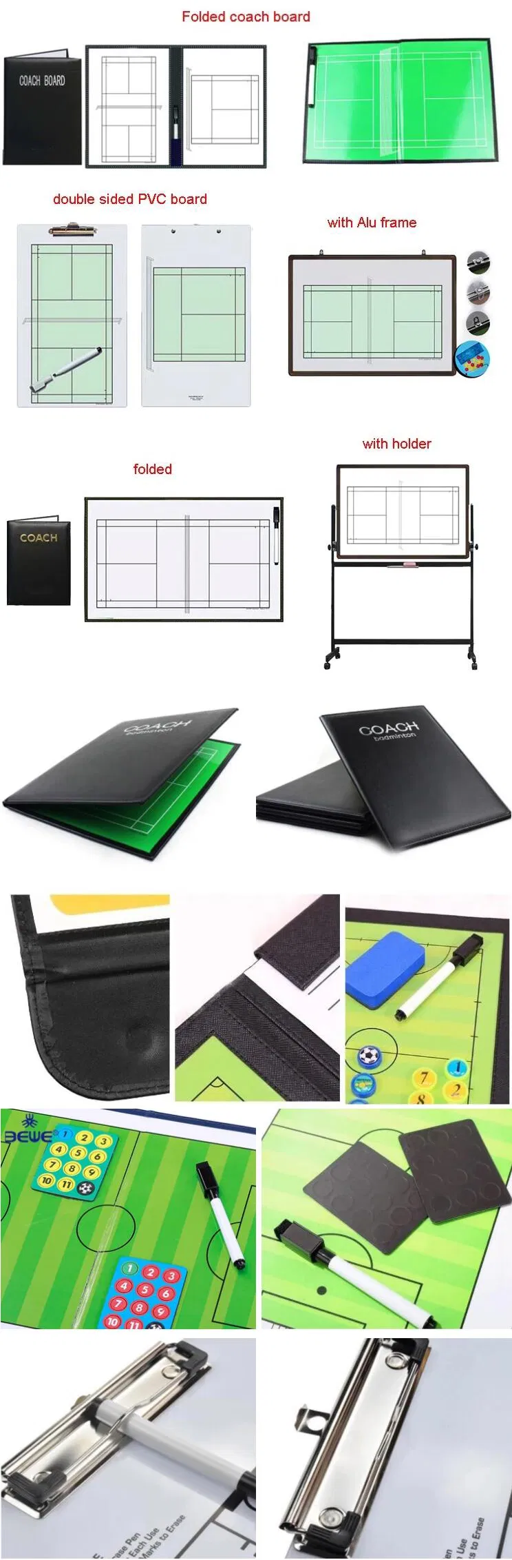 OEM Logo Printed Sport Training Board Foldable or Double Sided Magnetic Portable Referee Tactic Badminton Coach Board