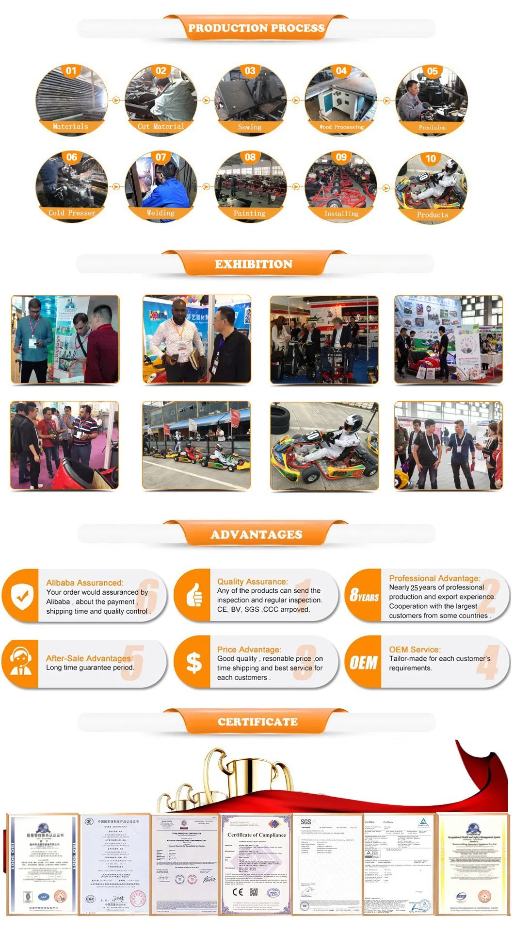 Outdoor Racing Adult Gasoline Pedal 2persons Double Seats Lifan 177f 270cc Go Kart