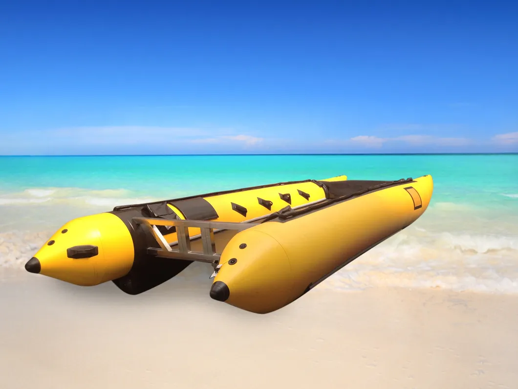 Used Gospel China Inflatable Pontoon Catamaran Trade Lane Inflatable Boat Gtg550 Carbon Rowing / Kevlar Racing Shell with Air Deck Engine for Sale