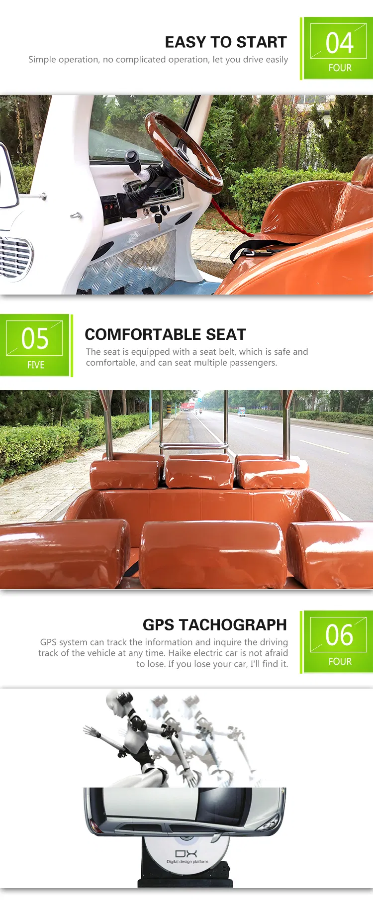 White 9-11 Hike VIP Container Electric Golf Cart Classic Car