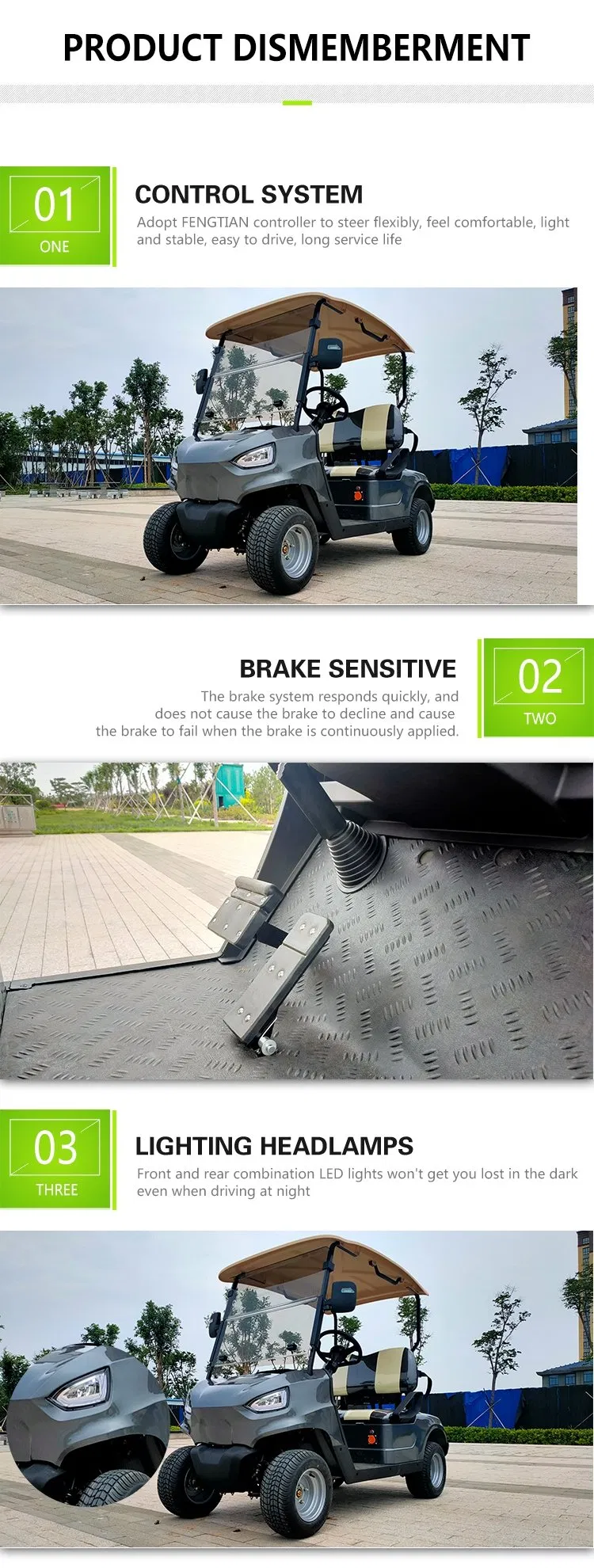 Wholesale High Power Offroad Electric Golf Cart 2 Seats for Hot Sale CE Certificate